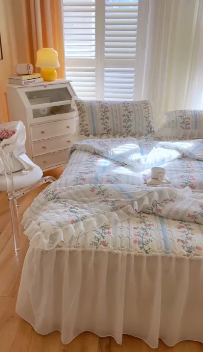 91家纺网 家纺一手货源 找家纺 慕澄家纺 2024新款小版印花床裙款乳胶凉席三件套 床裙款-花藤