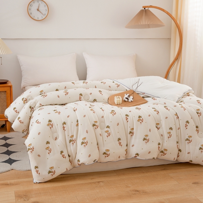 91家纺网 家纺一手货源 找家纺 啊雅家居 2025新款A类针织棉云柔大豆被抗菌被子被芯  太阳花