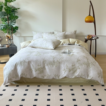 千朵 2024新款莱赛尔天丝四件套 美人蕉绿