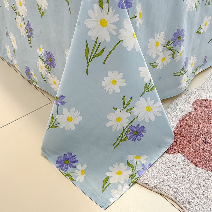 91家纺网 家纺一手货源 找家纺 绵庭家纺 2024新款AB版12868全棉印花单床单 田苑花间