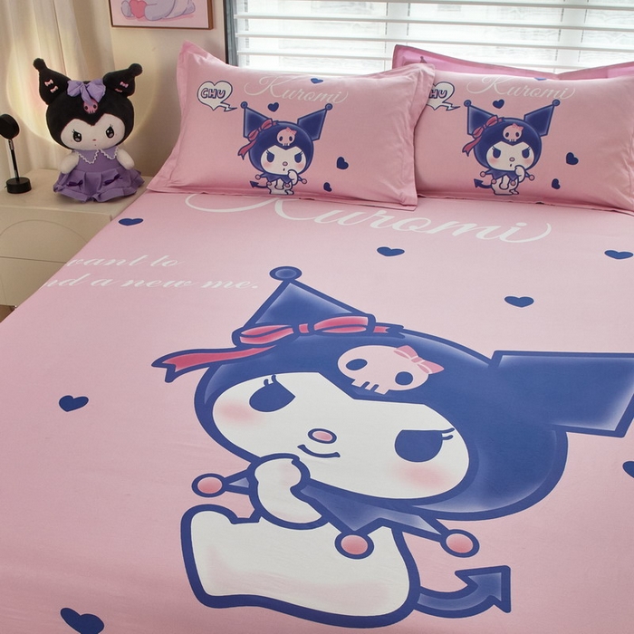 91家纺网 家纺一手货源 找家纺 蘭菲家纺 2024新款全棉大版三丽鸥卡通单床笠 小魔仙