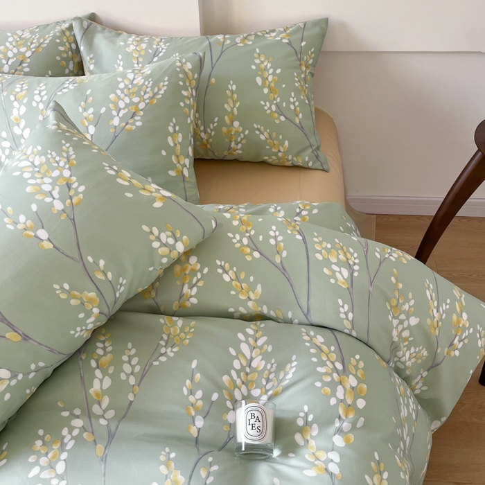 91家纺网 家纺一手货源 找家纺 千朵 2024新款莱赛尔天丝四件套 兰卡青