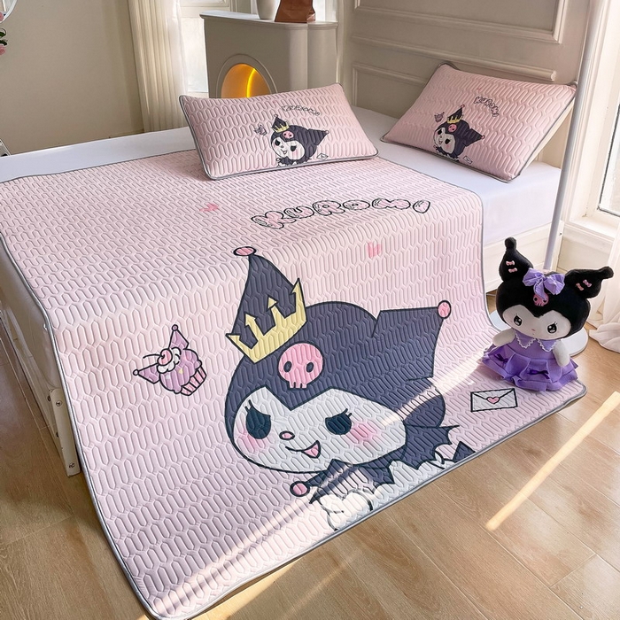 91家纺网 家纺一手货源 找家纺 蘭菲家纺 2024新款大版三丽鸥卡通凉席 粉巴库