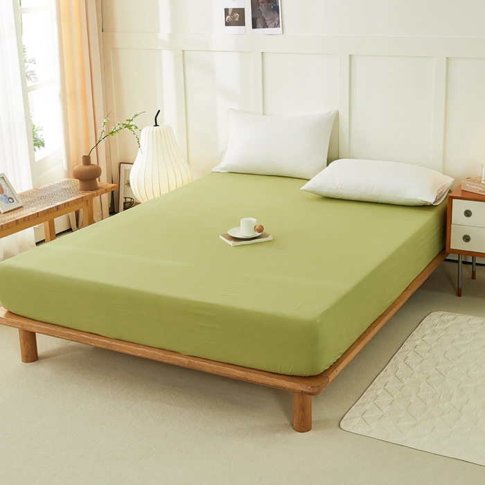 91家纺网 家纺一手货源 找家纺 凡客家居 2024新款全棉色织水洗棉单床笠学生宿舍 轻萝—绿