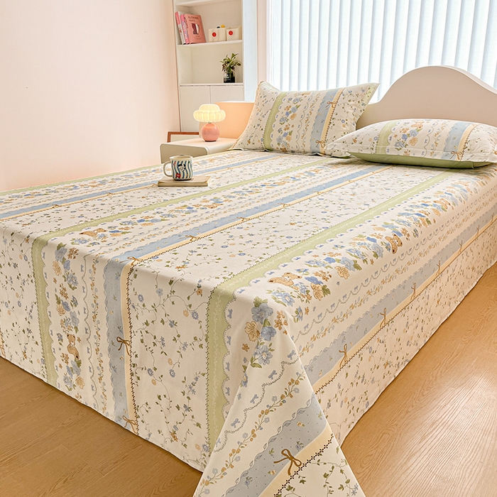 91家纺网 家纺一手货源 找家纺 绵庭家纺 2024新款AB版12868全棉印花单床单 诺溪