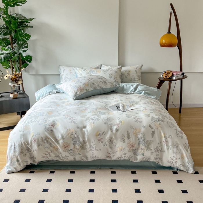 91家纺网 家纺一手货源 找家纺 千朵 2024新款莱赛尔天丝四件套 春日蜜糖