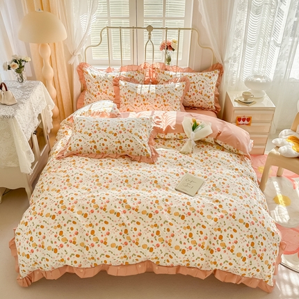 眠屿 2024新款40支全棉花边四件套 田园牧歌