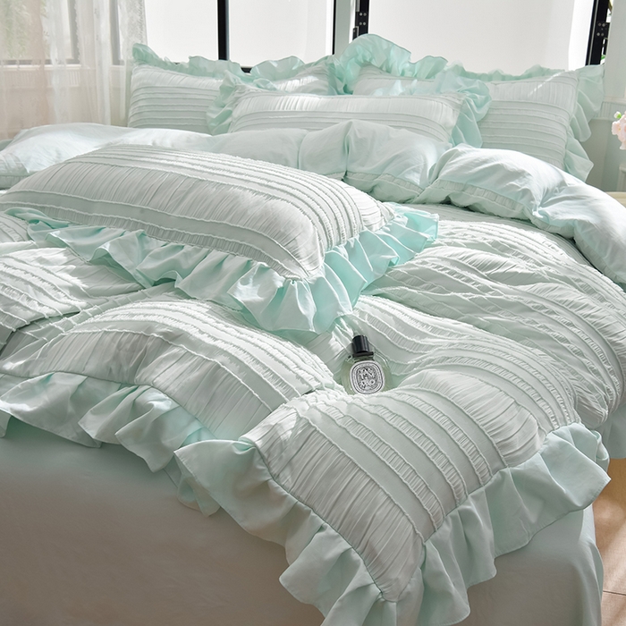 91家纺网 家纺一手货源 找家纺 迪梦姿 2024秋冬新款法式泡泡纱花边四件套