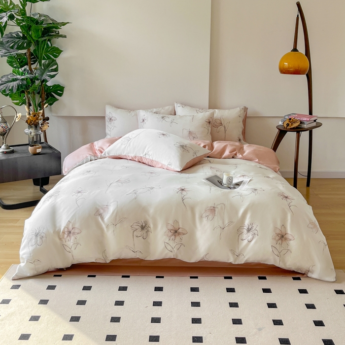 91家纺网 家纺一手货源 找家纺 千朵 2024新款莱赛尔天丝四件套 枝叶诗韵