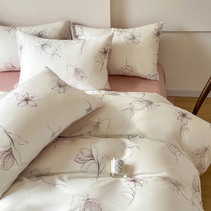 91家纺网 家纺一手货源 找家纺 千朵 2024新款莱赛尔天丝四件套 枝叶诗韵