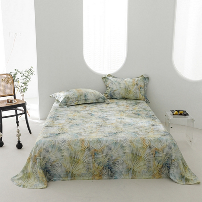 91家纺网 家纺一手货源 找家纺 2024 竹席冰丝竹纤维凉席空调席印花席子凉席三件套冰凉感软席子 鸢尾绿