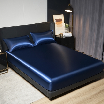 闲鱼家纺 2025新款轻奢款跨境外贸可定制色丁床笠（非质量问题  不退不换） 深蓝