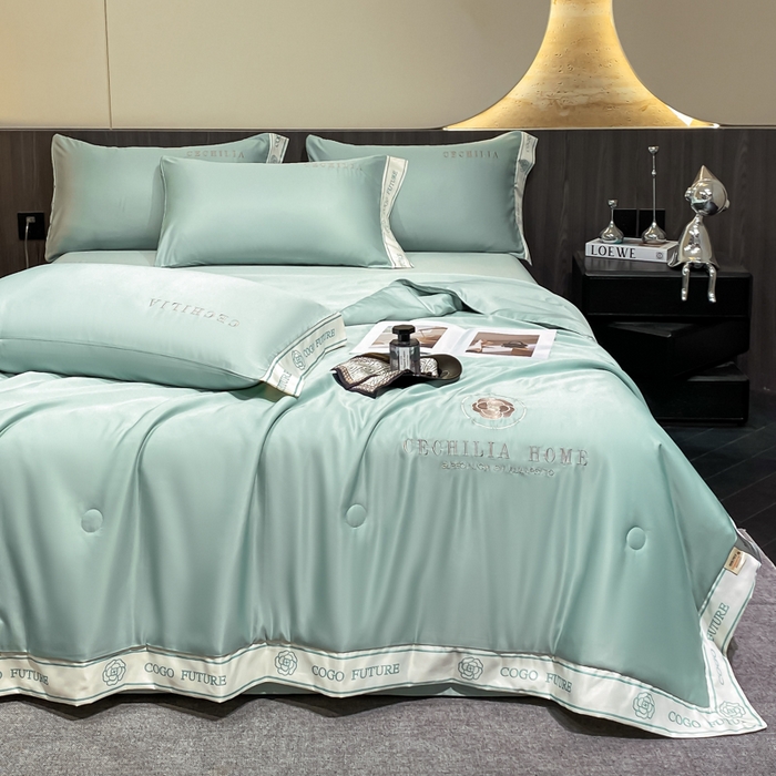 91家纺网 家纺一手货源 找家纺 2025新款 水洗真丝四件套-香蜜 香蜜-挪威蓝