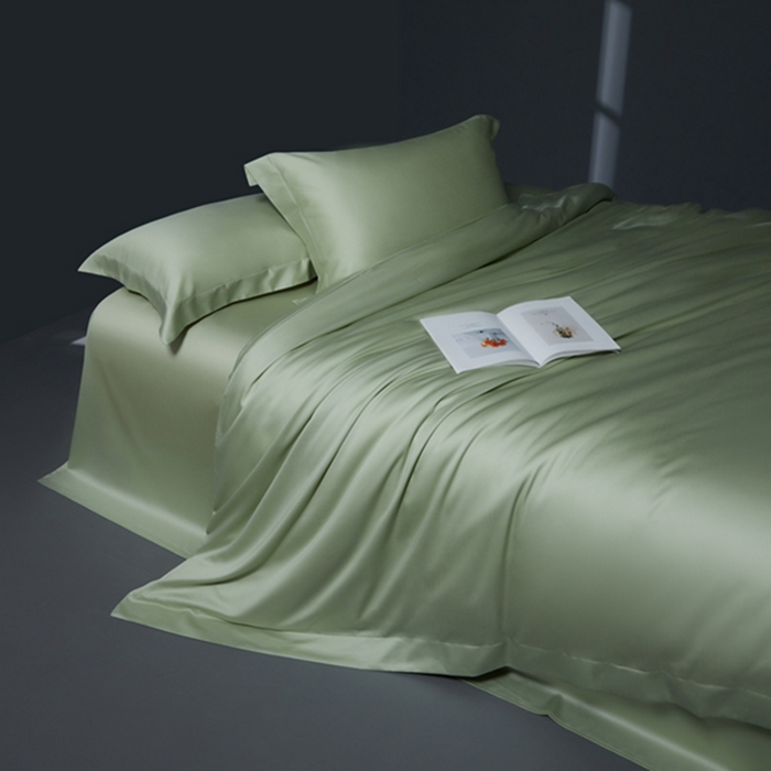 91家纺网 家纺一手货源 找家纺 缔缦 2024新款60天丝棉四件套-花漾 森林绿