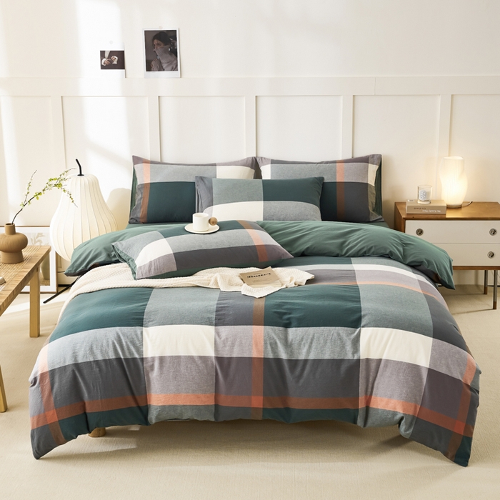 91家纺网 家纺一手货源 找家纺 凡客家居 2024新款全棉色织水洗棉被套学生宿舍 艾丽—红