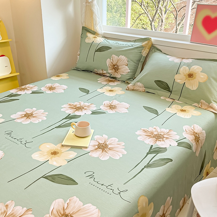 91家纺网 家纺一手货源 找家纺 绵庭家纺 2024新款AB版12868全棉印花单床单 千垛嫚柔