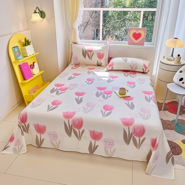 91家纺网 家纺一手货源 找家纺 绵庭家纺 2024新款AB版12868全棉印花单床单 尤拉朵