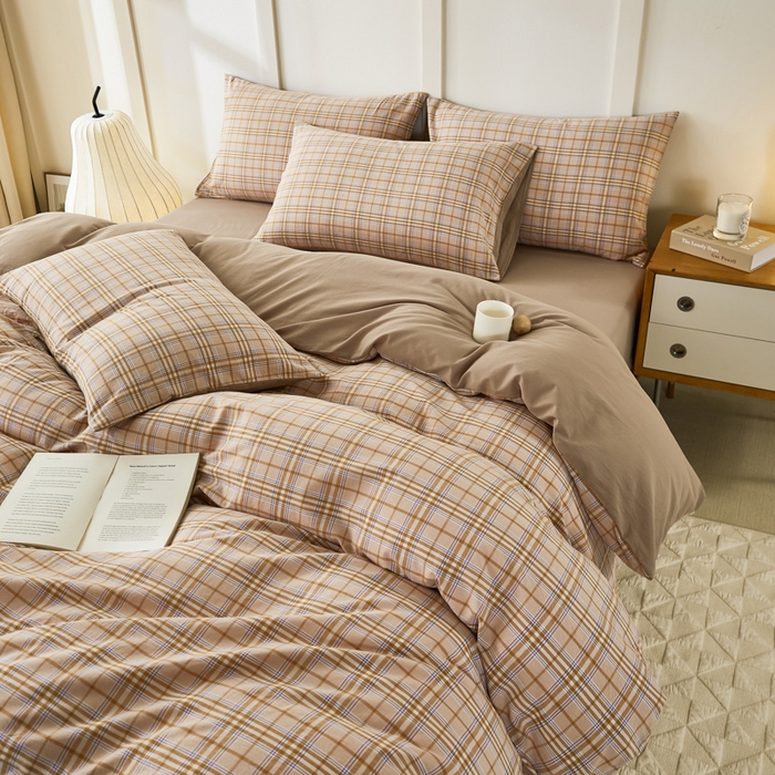 91家纺网 家纺一手货源 找家纺 凡客家居 全棉色织水洗棉四件套学生宿舍三件套 轻萝—米