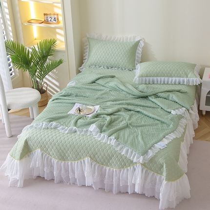 91家纺网 家纺一手货源 找家纺 （总）雪夫人 2024新款凉感丝床裙床单款凉席