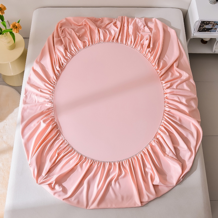 91家纺网 家纺一手货源 找家纺 简爱家纺 2025新款水洗真丝床笠单品床垫保护套床罩 戴妃粉