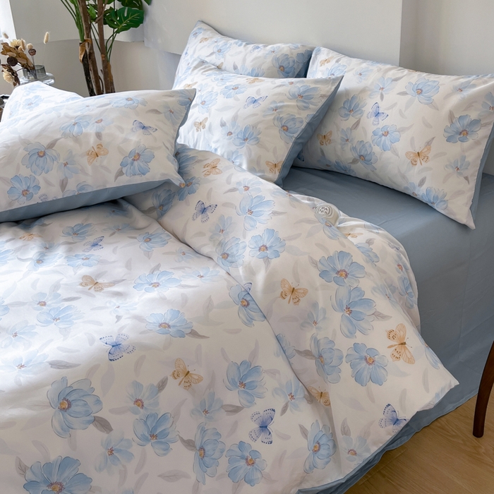 91家纺网 家纺一手货源 找家纺 千朵 2024新款莱赛尔天丝四件套 妙花兰