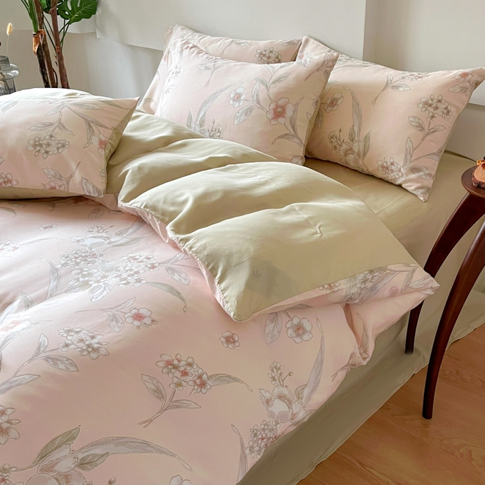 91家纺网 家纺一手货源 找家纺 千朵 2024新款莱赛尔天丝四件套 曲意米