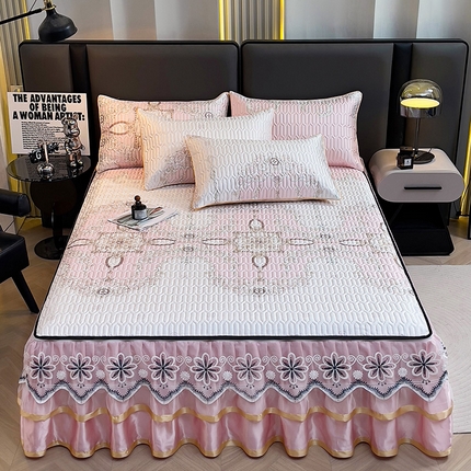 91家纺网 家纺一手货源 找家纺 （总）情恒家纺 2025新款可脱卸印花夹棉冰丝凉席三件套