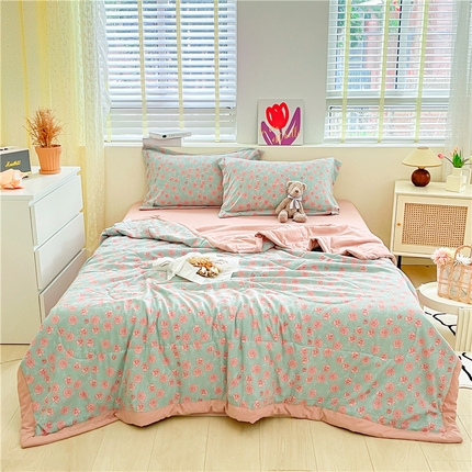 91家纺网 家纺一手货源 找家纺 （总）梵克保罗 2024新款春夏水洗棉麻双层纱夏被四件套