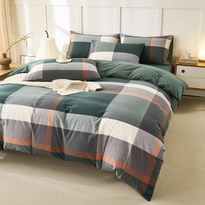 91家纺网 家纺一手货源 找家纺 凡客家居 2024新款全棉色织水洗棉被套学生宿舍 艾丽—红