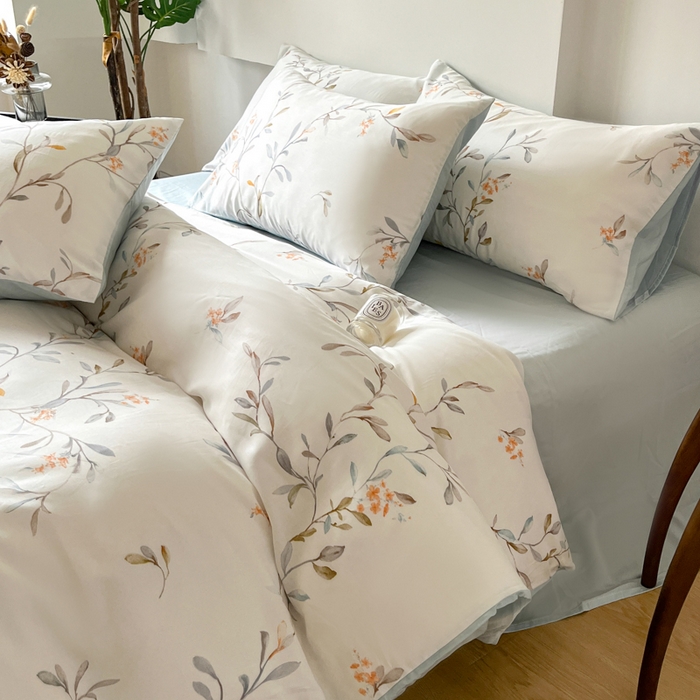 91家纺网 家纺一手货源 找家纺 千朵 2024新款莱赛尔天丝四件套 清芽