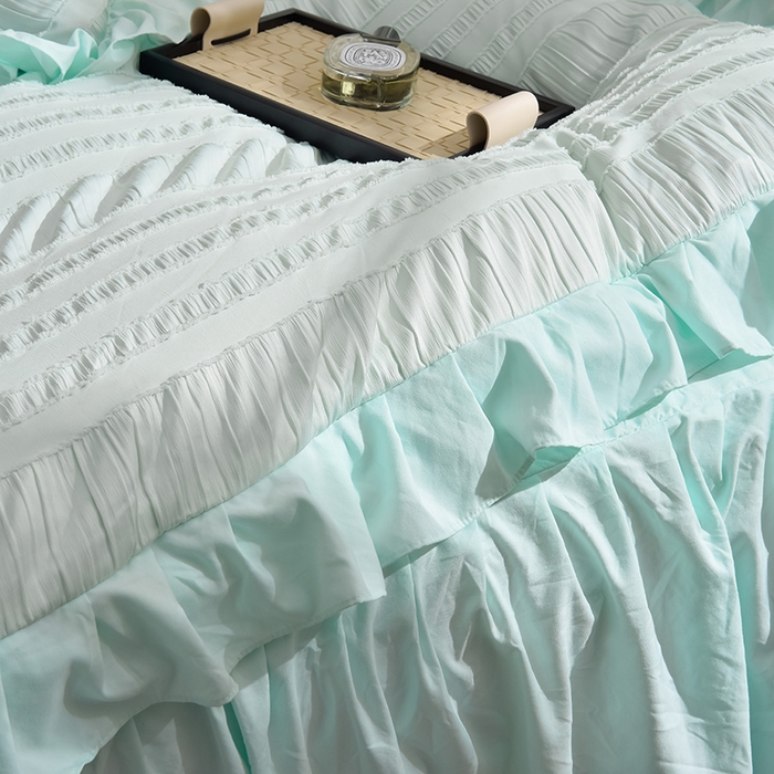 91家纺网 家纺一手货源 找家纺 迪梦姿 2024秋冬新款法式泡泡纱花边四件套