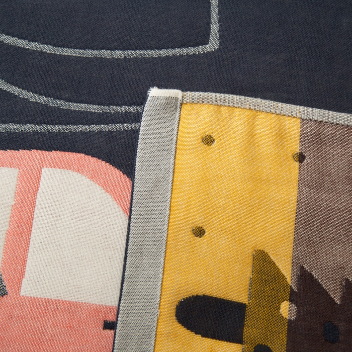 91家纺网 家纺一手货源 找家纺 朴尔家纺-毛巾被 2024新款卡通风格全棉四层纱布枕巾 恐龙-藏青