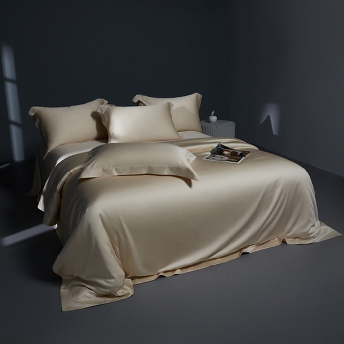 91家纺网 家纺一手货源 找家纺 缔缦 2024新款60天丝棉四件套-花漾 香槟