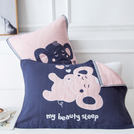 91家纺网 家纺一手货源 找家纺 （总）朴尔家纺-毛巾被 2024新款卡通AB组合全棉四层纱布枕巾52*78cm一对