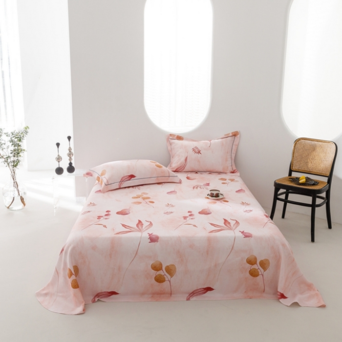 91家纺网 家纺一手货源 找家纺 2024 竹席冰丝竹纤维凉席空调席印花席子凉席三件套冰凉感软席子 福禄粉