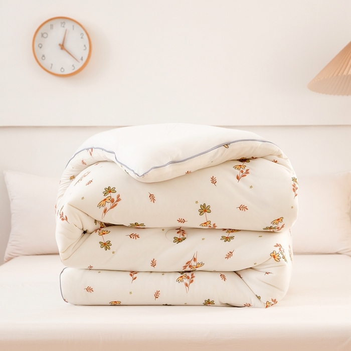 91家纺网 家纺一手货源 找家纺 啊雅家居 2025新款A类针织棉云柔大豆被抗菌被子被芯  太阳花