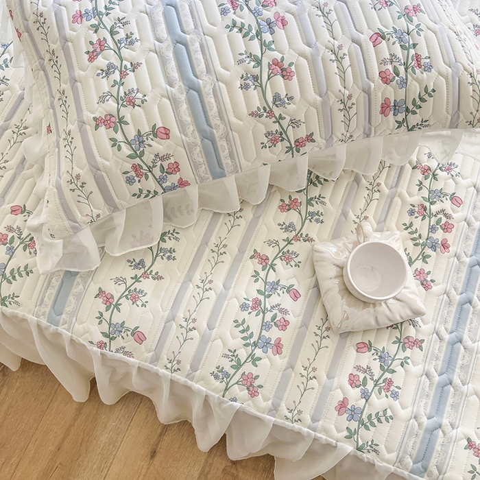 91家纺网 家纺一手货源 找家纺 慕澄家纺 2024新款小版印花床裙款乳胶凉席三件套 床裙款-花藤