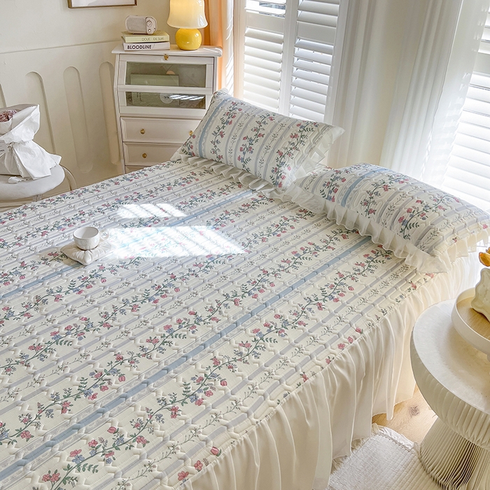 91家纺网 家纺一手货源 找家纺 慕澄家纺 2024新款小版印花床裙款乳胶凉席三件套 床裙款-花藤