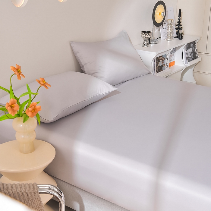 91家纺网 家纺一手货源 找家纺 简爱家纺 2025新款水洗真丝床笠单品床垫保护套床罩 雅致灰