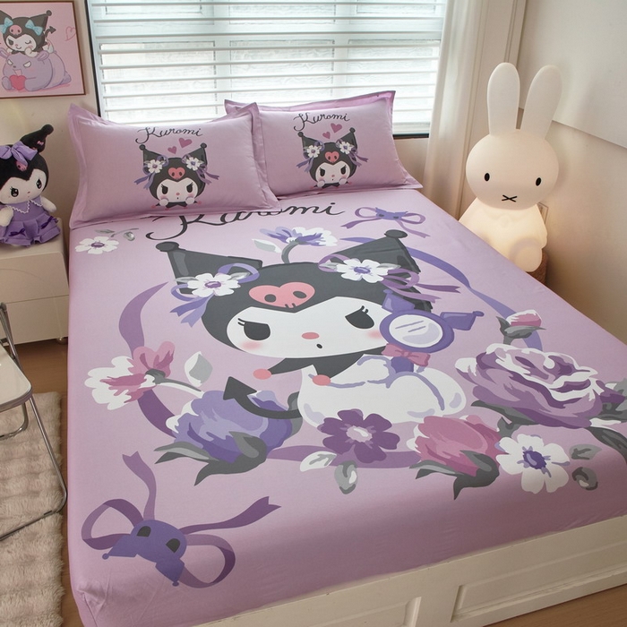 91家纺网 家纺一手货源 找家纺 蘭菲家纺 2024新款全棉大版三丽鸥卡通单床笠 花仙子