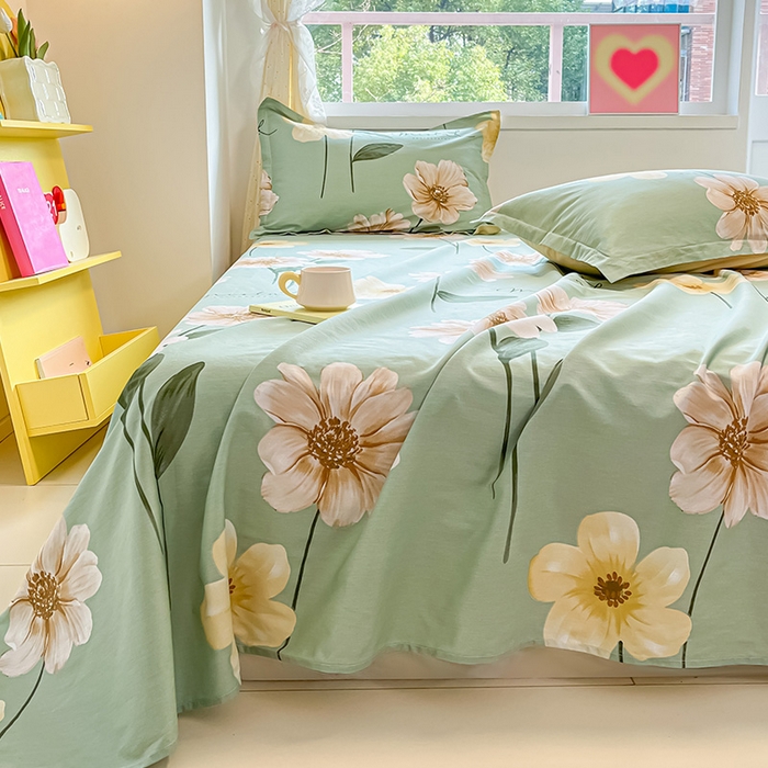 91家纺网 家纺一手货源 找家纺 绵庭家纺 2024新款AB版12868全棉印花单床单 千垛嫚柔