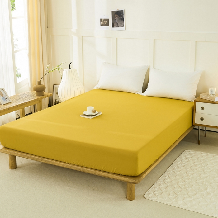 91家纺网 家纺一手货源 找家纺 凡客家居 2024新款全棉色织水洗棉单床笠 暖栀—咖