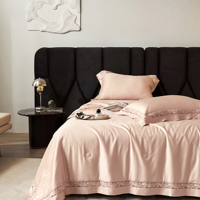 91家纺网 家纺一手货源 找家纺 榻尚家居 2024新款天丝棉镂空夏被四件套-云绡系列 云绡-珠玉芬天丝棉夏被四件套