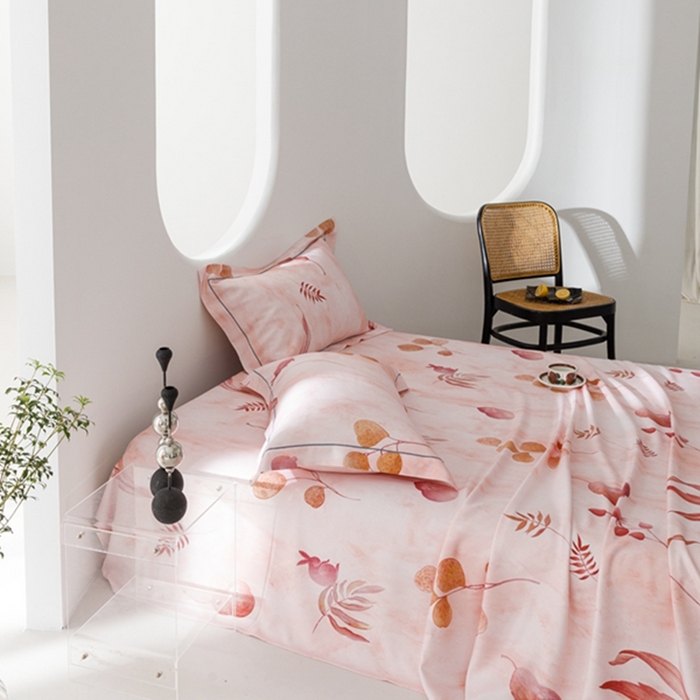 91家纺网 家纺一手货源 找家纺 2024 竹席冰丝竹纤维凉席空调席印花席子凉席三件套冰凉感软席子 福禄粉