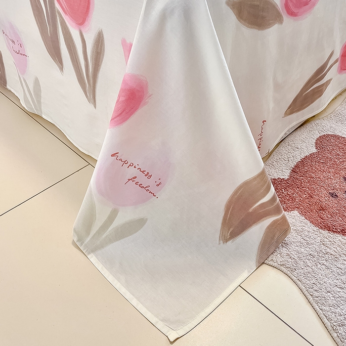 91家纺网 家纺一手货源 找家纺 绵庭家纺 2024新款AB版12868全棉印花单床单 尤拉朵