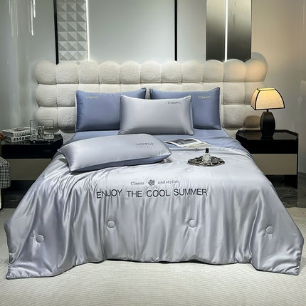 91家纺网 家纺一手货源 找家纺 （总）梦镜家纺 2025新款凉感丝刺绣系列夏被