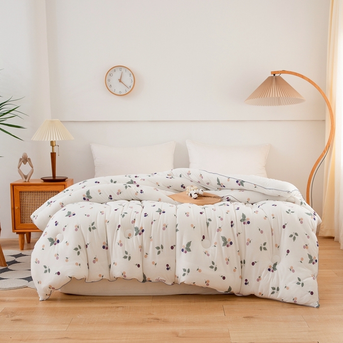 91家纺网 家纺一手货源 找家纺 啊雅家居 2025新款A类针织棉云柔大豆被抗菌被子被芯  樱桃