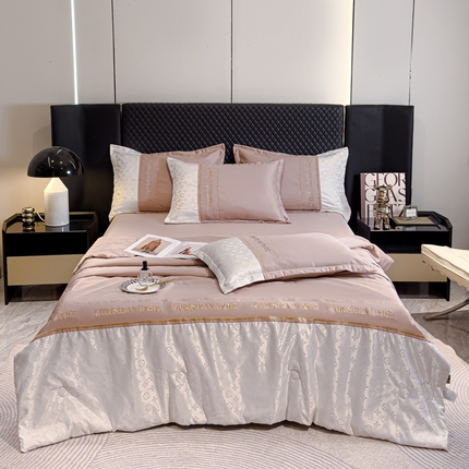 91家纺网 家纺一手货源 找家纺 （总）芯贝儿 2025新款水洗贡缎提花天丝夏被四件套-路易系列