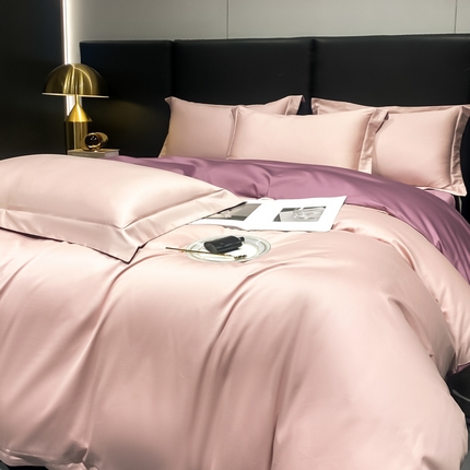 91家纺网 家纺一手货源 找家纺 2024爆款直播款全棉四件套新款轻奢风100支60支长绒棉纯色四件套