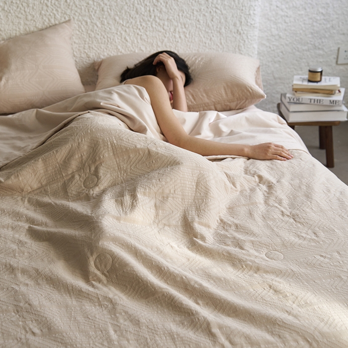 91家纺网 家纺一手货源 找家纺 宜代光年 2024新款60支水洗棉提花夏被套件 艾迪-咖